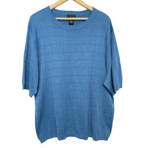 Cezani Silk Cotton Blend Pullover Sweater Mens Size XL Blue Preppy Sustainable